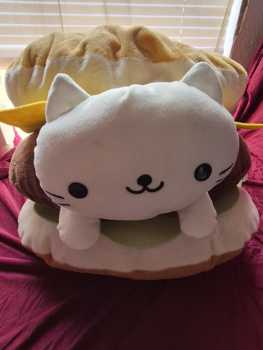 San-X Nyan Nyan Nyanko Burger Cat Large 16" Plush Toy Vintage